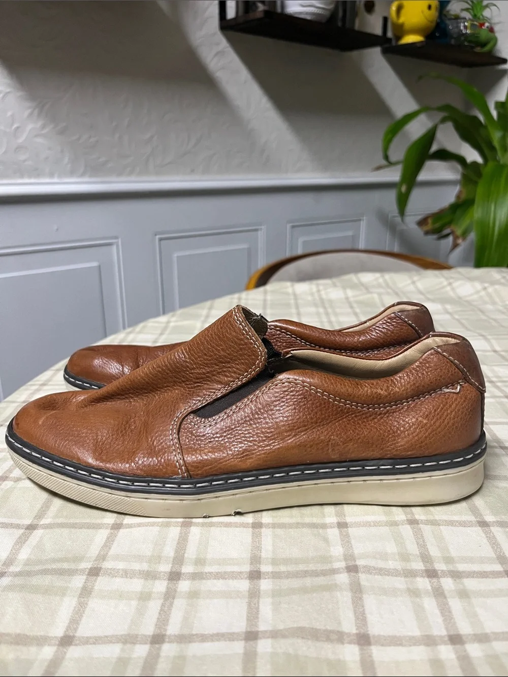 Johnston & Murphy Tan Brown Leather Slip-On Loafers